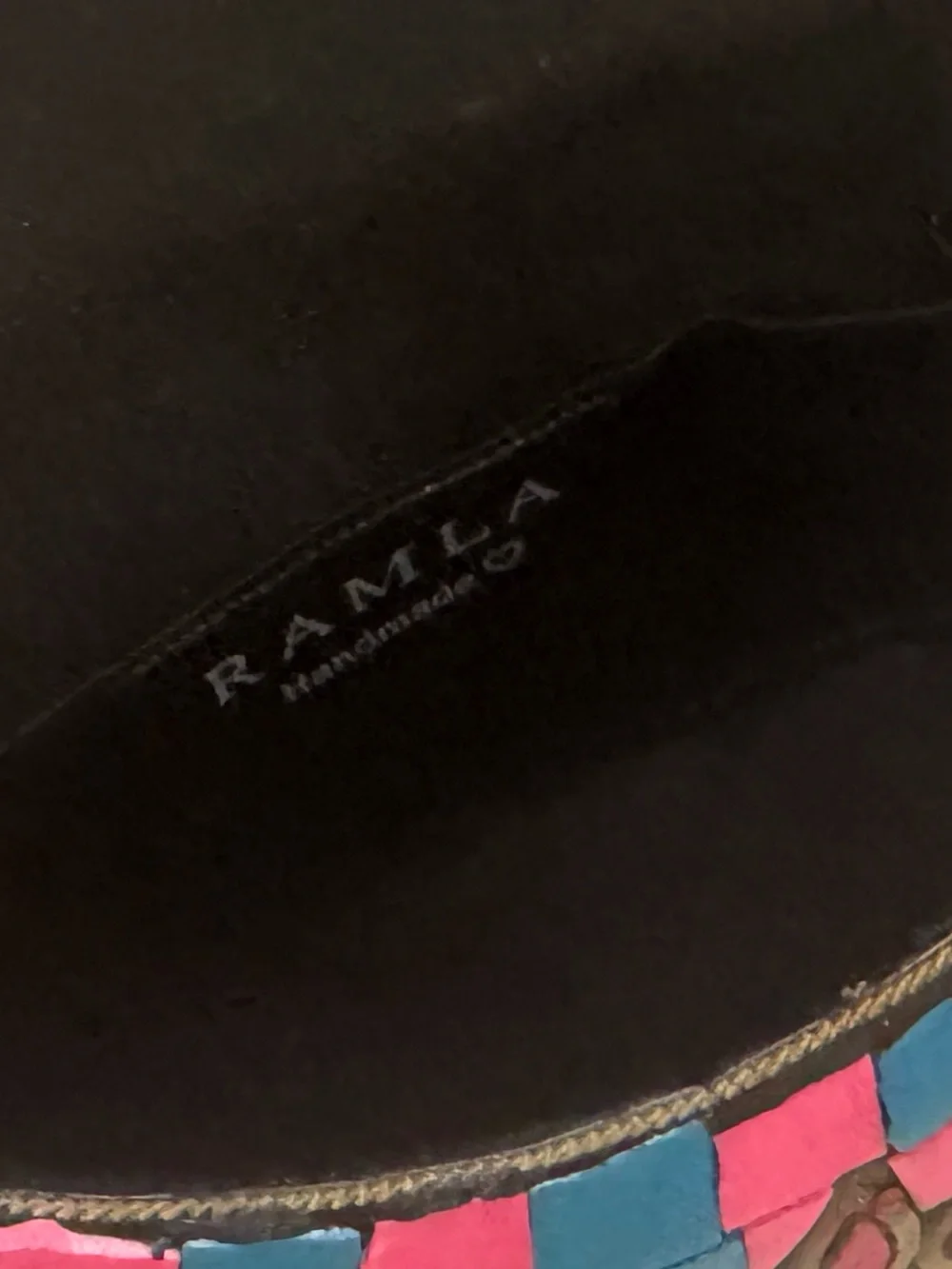 RAMLA Handcrafted Pink & Blue Mosaic Clutch Crossbody Bag